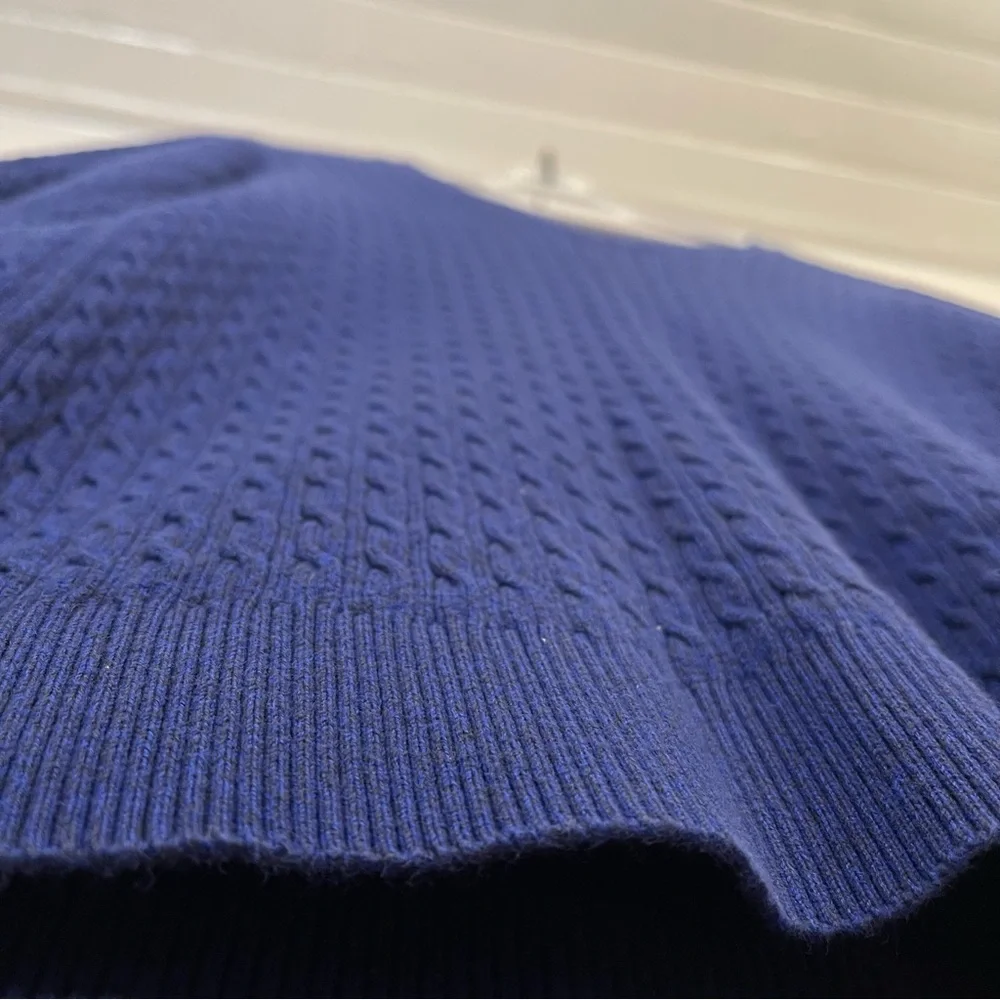 Karen Scott Navy Blue Cable Knit Sweater Women’s Size Medium 100% Cotton - Picture 6 of 13